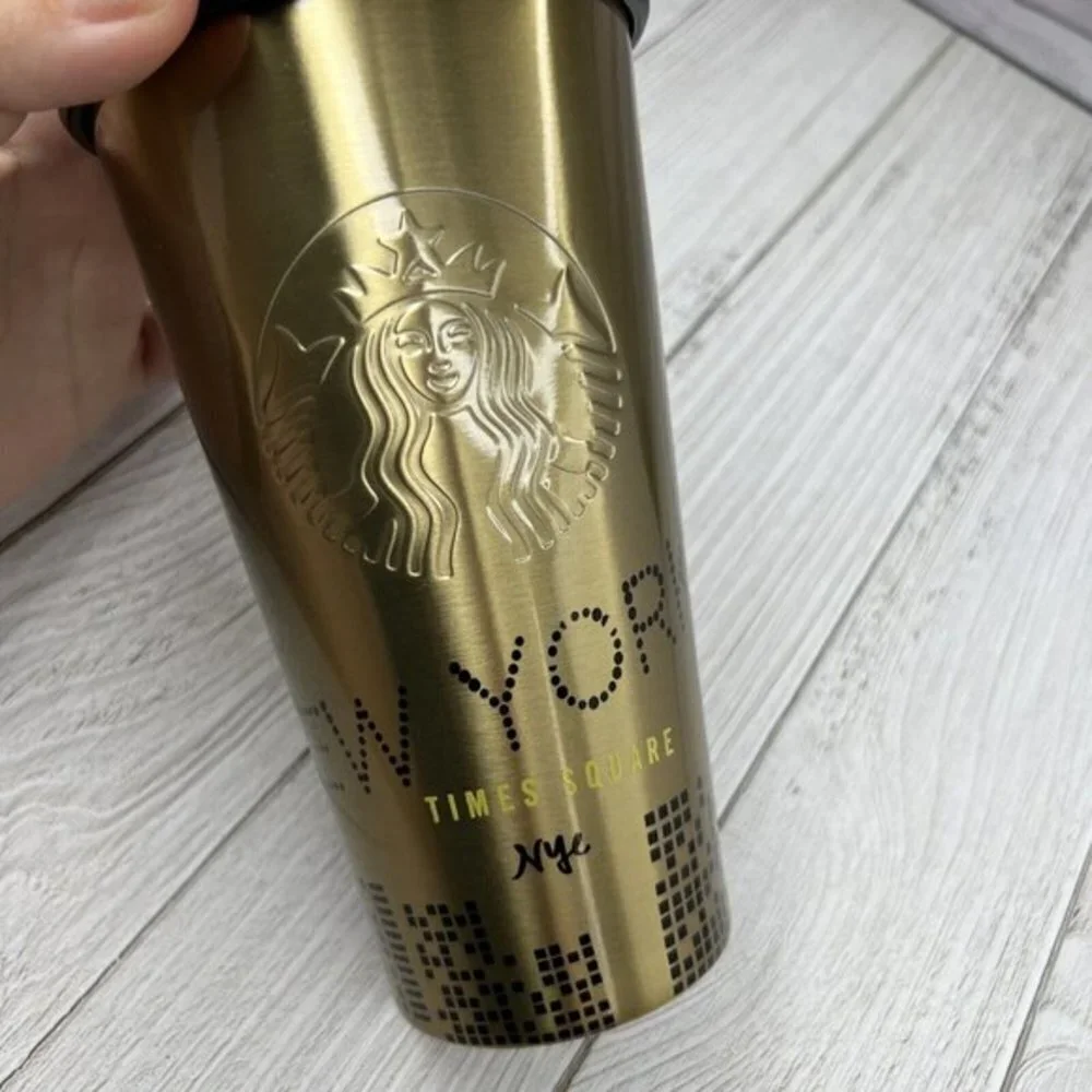 Starbucks New York City Times Square NYC Gold Stainless Steel‎ Tumbler Cup 16 oz - Picture 3 of 6